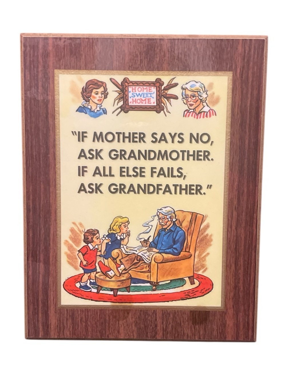 Vintage 'If Mother Says No' Wall Plaque - Brown